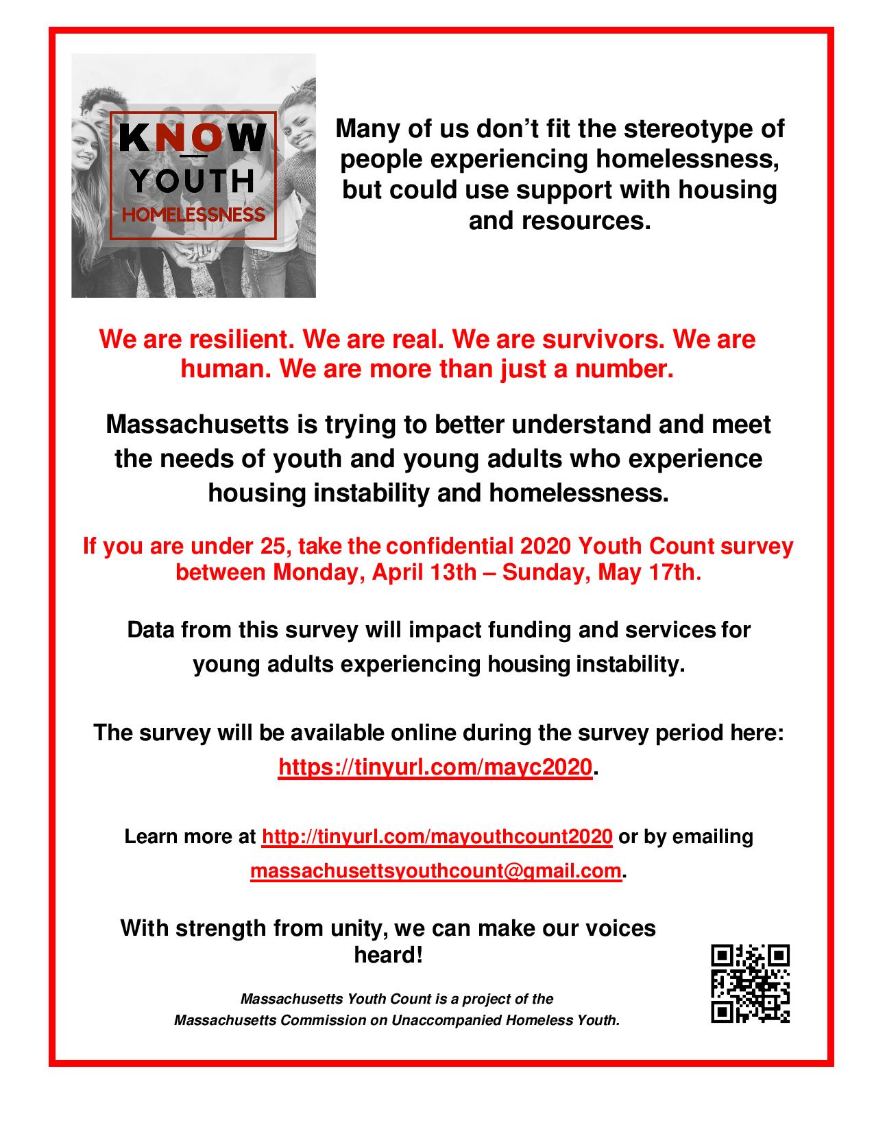 youth count flyer 2020 with weblink and QR code 2 25 20